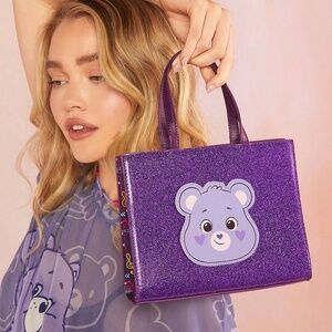 Purple Care Bears Cartoon Handbag – Cute & Fun Bag 🐻💜